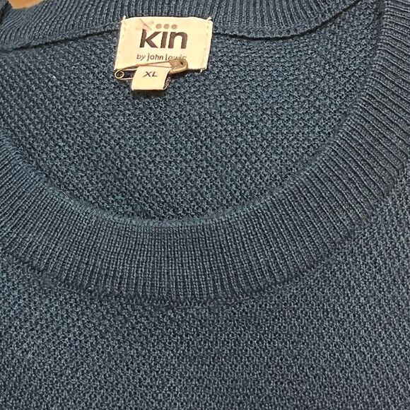 Kin by John Lewis Relaxed Fit Sweater Teal Ocean Blue Merino Wool Blend XL NEW - Picture 9 of 9